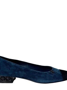 Chanel Navy Velvet Shoes 38